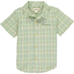 Newport SS Shirt, Sage/Blue Plaid - HB1055a