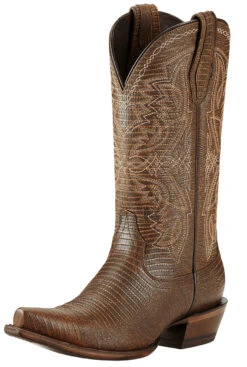 Ariat Women's X Toe Alamar Lizard Print Cowgirl Boot - Chocolate 