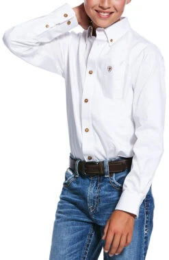Ariat Boy's Solid Twill Shirt - White