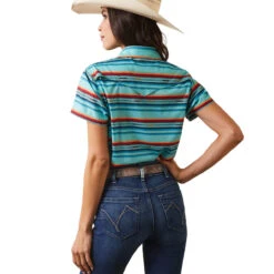 Ariat Lds Western Venttek Pool Blu SS Shirt - 10043618