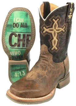 Tin Haul Little Kid's Philippians 4:13 Cowboy Boots - Tan