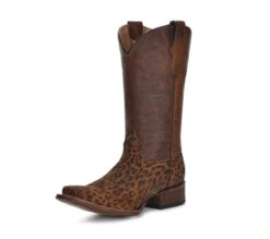 TN Saddle Tan Leopard Print SQ Toe Boot - J7108