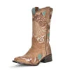 Corral Boots Tan Horse Embroidery Sq Toe - T0140