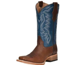 TN Brown/Blue Embr. SQ Toe - J7103