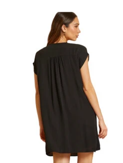 Ladies Black Print Shift Dress - D10149-BLACK IVORY