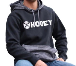 "Lock-Up" Hooey Men's Black Hoodie W White Logo Across Chest 