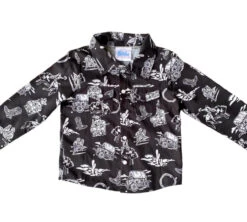 Boys Western Print LS Pearl Snap Shirt - SNAP03