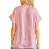 SS Solid V-Neck Woven Top Lavender - 3-554-S-Lavender