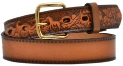 3D Belt Co. Boy's 1 1/4" Embossed Belt w/Horse Design - Brown