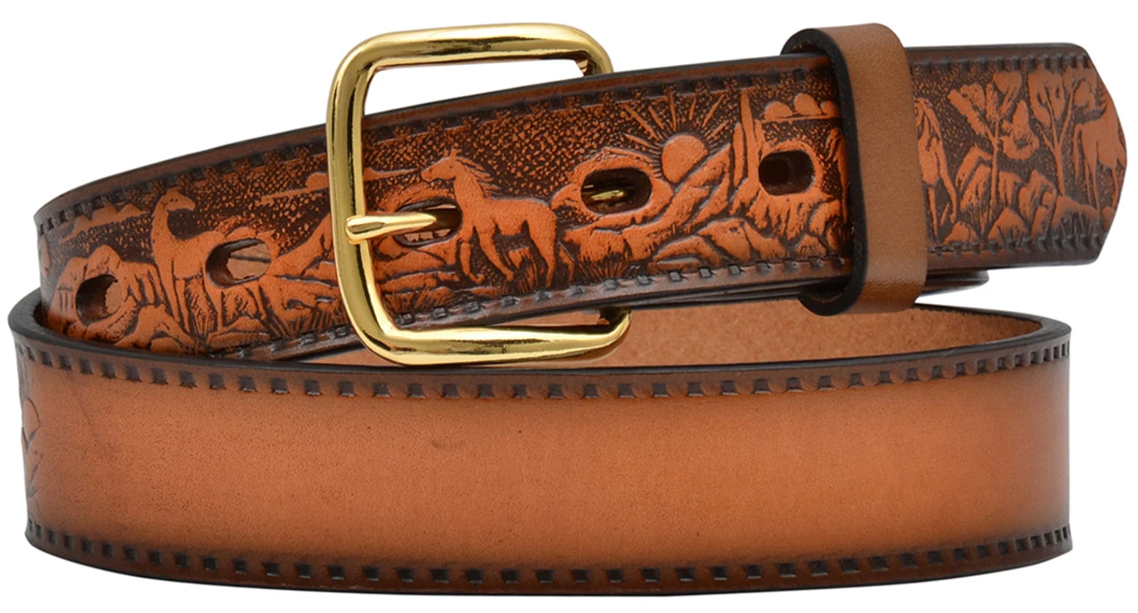 3D Belt Co. Boy's 1 1/4" Embossed Belt w/Horse Design - Brown 1 3D Belt Co. Boy's 1 1/4" Embossed Belt w/Horse Design - Brown