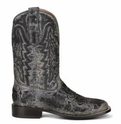 Corral Boots Men's Black Alligator Inlay & Embr. Wide SQ Toe - A4174