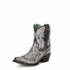 Corral Boots Lds Black White Embr. & Crystals Ankle Boot - C3923