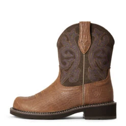 Ariat Ladies Fatbaby Heritage Brown Croc Print / Fudge- 10034020 -Ariat Store F20 WMS WEST 10034020 side 66532.1613689307