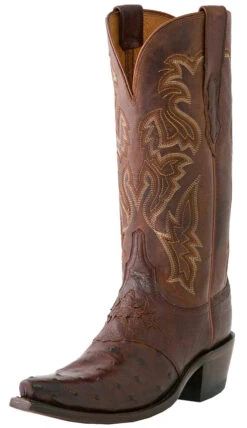Lucchese Women's Full Quill Ostrich Cowgirl Boot - Burnished Sienna