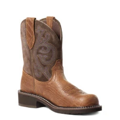 Ariat Ladies Fatbaby Heritage Brown Croc Print / Fudge- 10034020 -Ariat Store S21 WMS WEST 10034020 medial 34453.1613689321