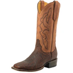 Tri Star Women's 12" Floral Embossed Cowgirl Boots - Cognac/Black
