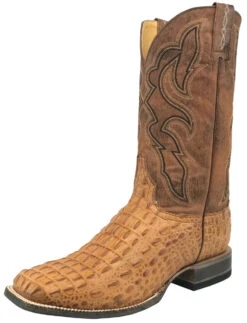 Tri Star Men's 12" Hornback Caiman Print Cowboy Boot - Tan Burnished
