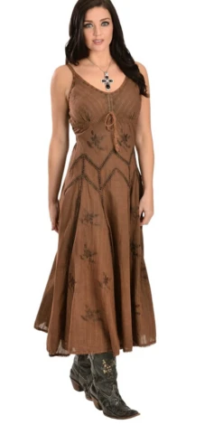 Scully Long Spaghetti Strap Dress W Adj. Front Tie - HC62-COP