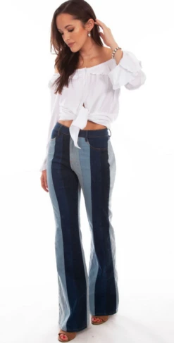 Scully Multi Colored Panel Flare Jeans - HC689-DEN