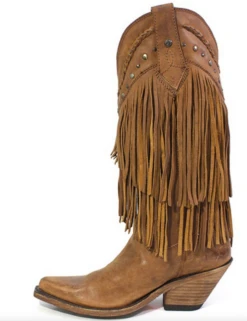 Lds Lourdes Vegas Faggio Fringe Boot W 12" Shaft - LB71124-Faggio