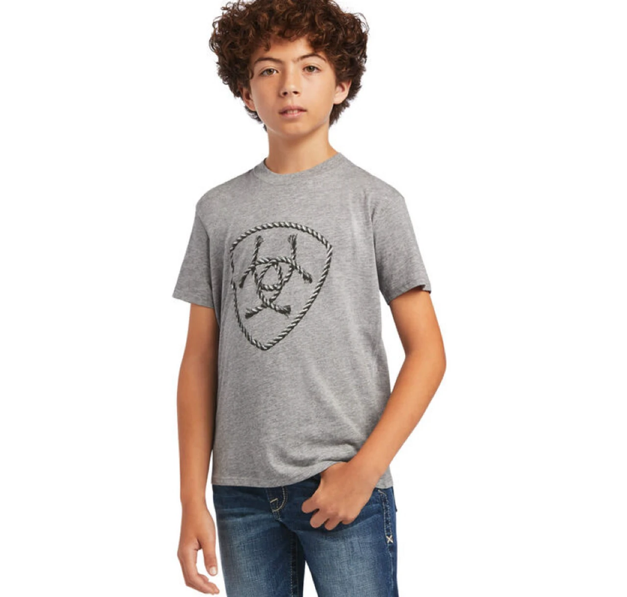 Boys Ariat Rope Shield SS T-Shirt - 10040888 1 Boys Ariat Rope Shield SS T-Shirt - 10040888