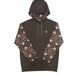 HOOey "Summit" Men's Brown Hoodie W Brown/Tan Aztec Sleeves - HH1191BR