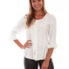 Scully 3/4 Sleeve Embroidered Blouse -  