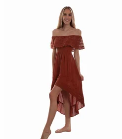 Scully Off Shoulder Hi/Lo Dress - PSL-266GIN