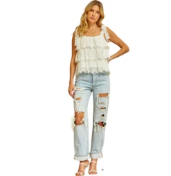 Eyelet Detailed Blouse - T11463-Ivory