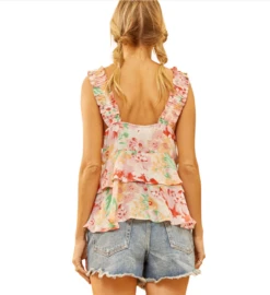 Blush Multi Color Floral Tank With Teired Bottom - T11300-1Blush