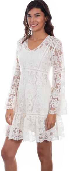 Scully Women's Lace Dress W/ Bell Sleeves - Ivory