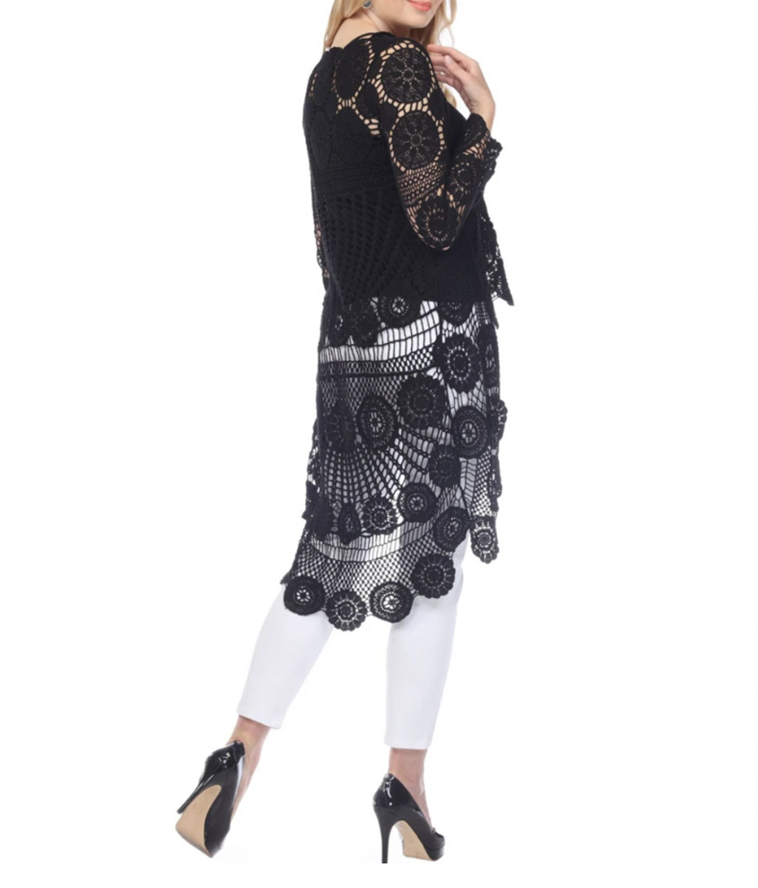 Black Crochet Hi-Lo Top W Matching Tank -Z12125-Black 1 Black Crochet Hi-Lo Top W Matching Tank -Z12125-Black