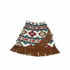  Cream Aztec Skirt W/t Fringe - FS02