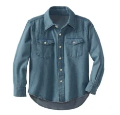 Dark Denim LS Pearl Snap Shirt - BOY04