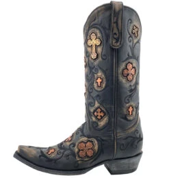 Old Gringo Women's 13" Vernal Cowboy Boots W/ Metal Crosses - Black